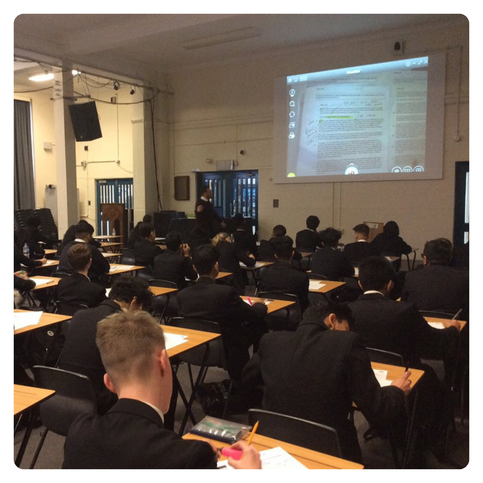 Tom teaching EdenFiftyOne in a school classroom